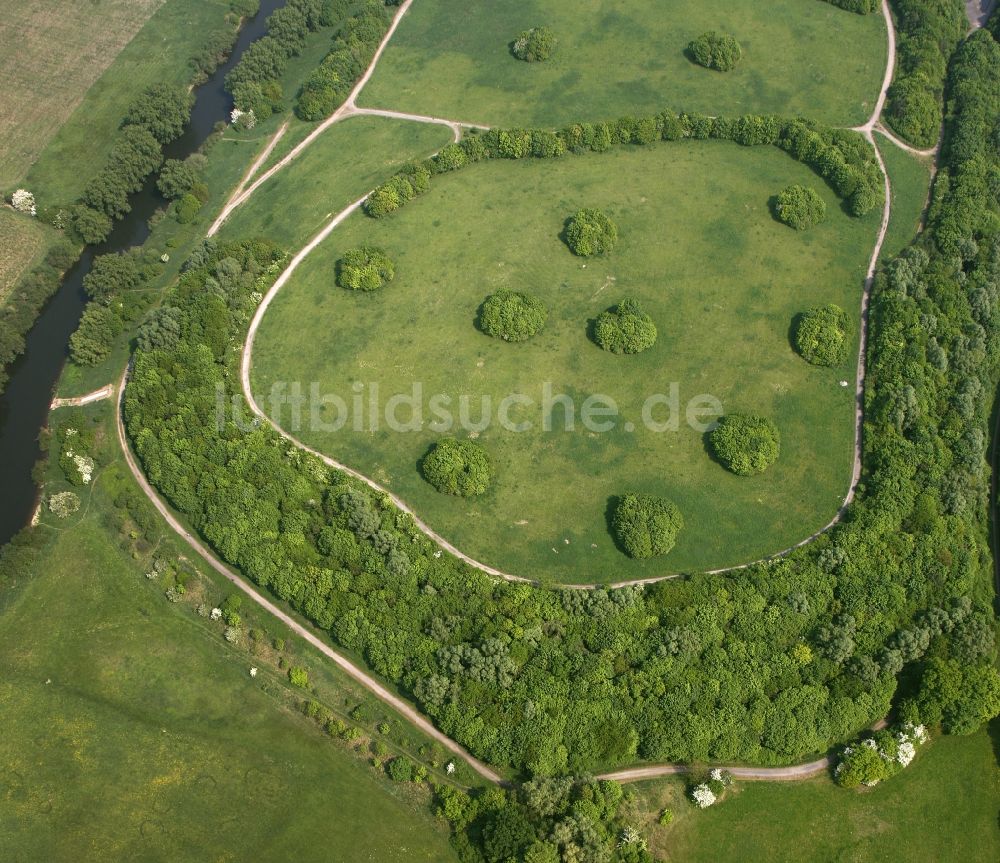 Luftaufnahme Bergkamen - Parkgelände an den Lippe- Auen bei Bergkamen im Bundesland Nordrhein-Westfalen