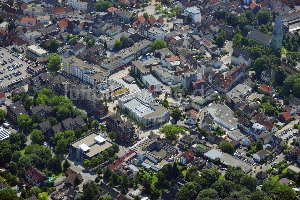 Kamen von oben - Parkhaus an der Kämerstraße Ecke Nordenmauer in der Innenstadt von Kamen im Bundesland Nordrhein-Westfalen