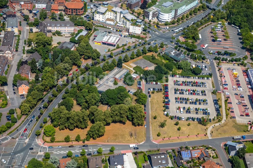 Luftaufnahme Dorsten - Parkplatz und Abstellfläche für Automobile in Dorsten im Bundesland Nordrhein-Westfalen, Deutschland