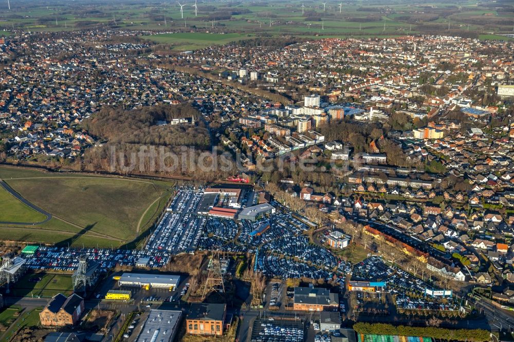 Luftbild Hamm - Parkplatz und Abstellfläche für Automobile im Ortsteil Bockum-Hövel in Hamm im Bundesland Nordrhein-Westfalen