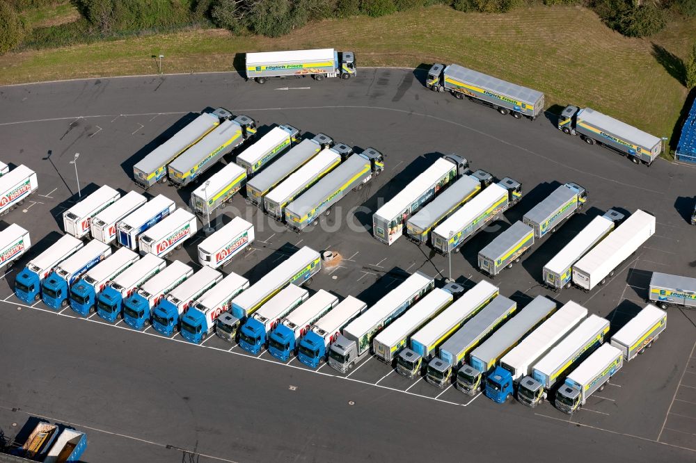 Luftaufnahme Meckenheim - Parkplatz des EDEKA Logistikzentrums in Meckenheim im Bundesland Nordrhein-Westfalen