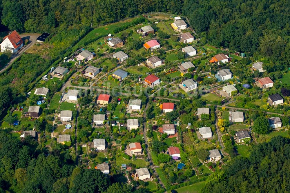 Luftaufnahme Hagen - Parzellen einer Kleingartenanlage in Hagen im Bundesland Nordrhein-Westfalen