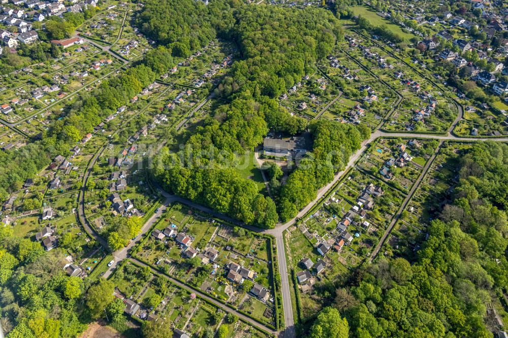 Luftaufnahme Hagen - Parzellen einer Kleingartenanlage Kleingärtnerverein Ischeland e.V. in Hagen im Bundesland Nordrhein-Westfalen, Deutschland