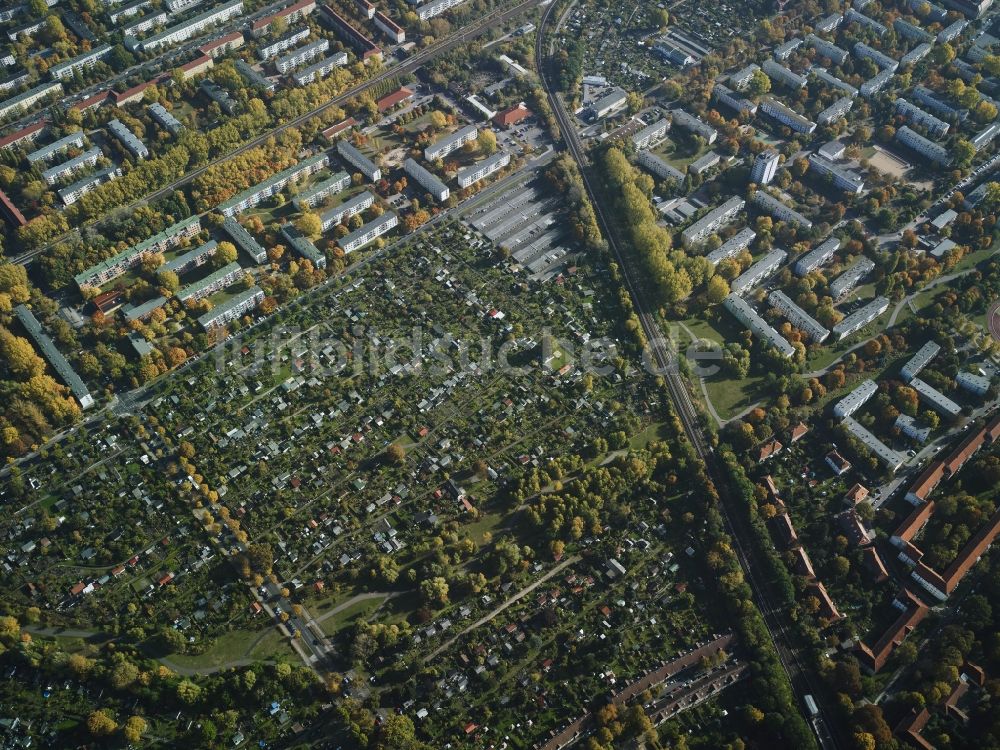 Luftbild Berlin - Parzellen einer Kleingartenanlage Kolonie Vogelsang I in Berlin