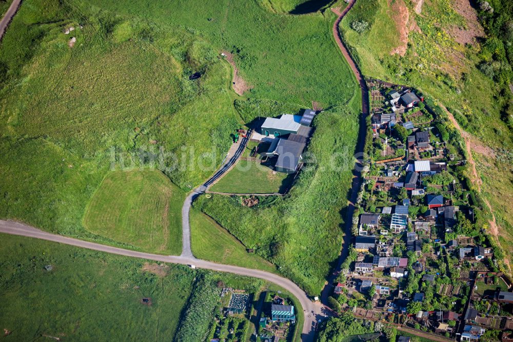 Helgoland aus der Vogelperspektive: Parzellen einer Kleingartenanlage Oberland in Helgoland im Bundesland Schleswig-Holstein, Deutschland