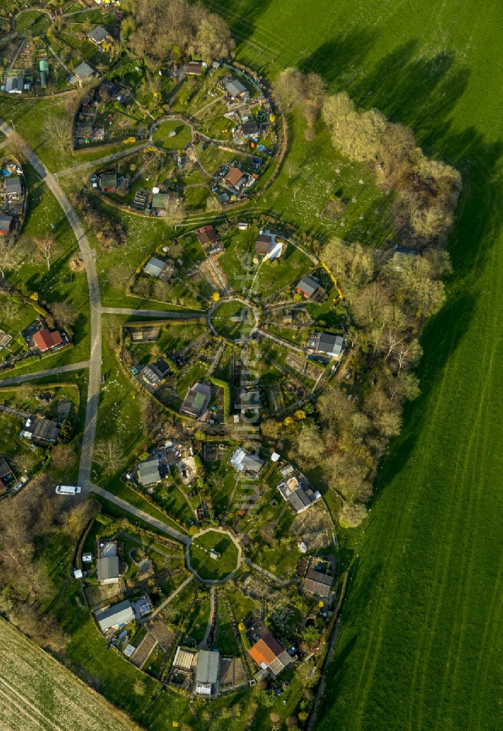 Luftbild Witten - Parzellen einer Kleingartenanlage in Witten im Bundesland Nordrhein-Westfalen