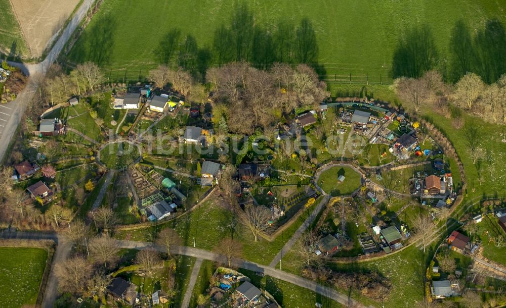 Luftaufnahme Witten - Parzellen einer Kleingartenanlage in Witten im Bundesland Nordrhein-Westfalen