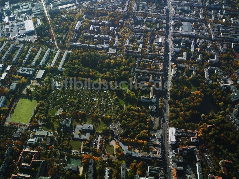 Luftbild Berlin - Parzellen einer Kleingartenanlage und Wohngebiet im Bezirk Tempelhof-Schöneberg in Berlin