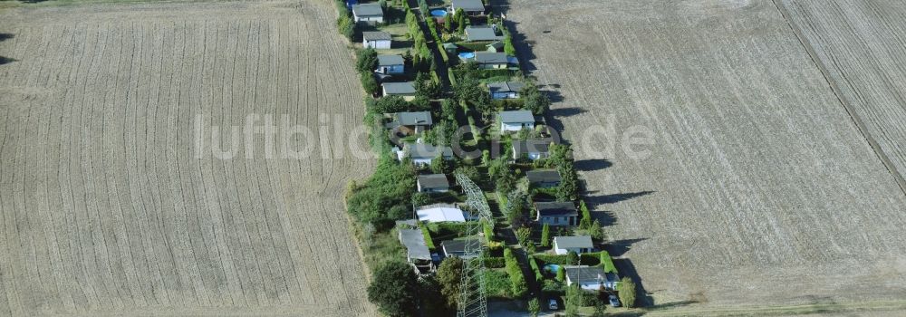 Wolmirstedt aus der Vogelperspektive: Parzellen einer Kleingartenanlage in Wolmirstedt im Bundesland Sachsen-Anhalt