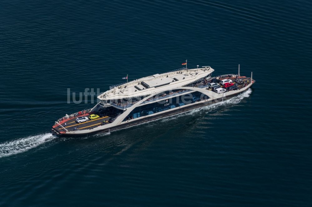 Luftbild Meersburg - Passagier- und Fahrgastschiff auf dem Bodensee in Meersburg im Bundesland Baden-Württemberg, Deutschland