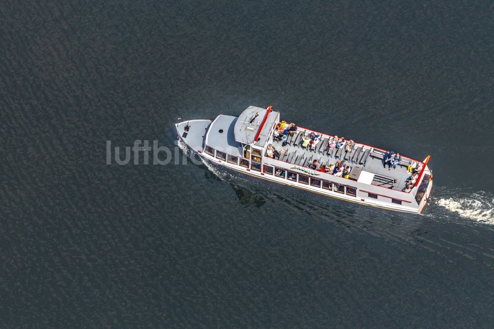 Luftbild Haltern am See - Passagier- und Fahrgastschiff auf dem Halterner Stausee in Haltern am See im Bundesland Nordrhein-Westfalen, Deutschland