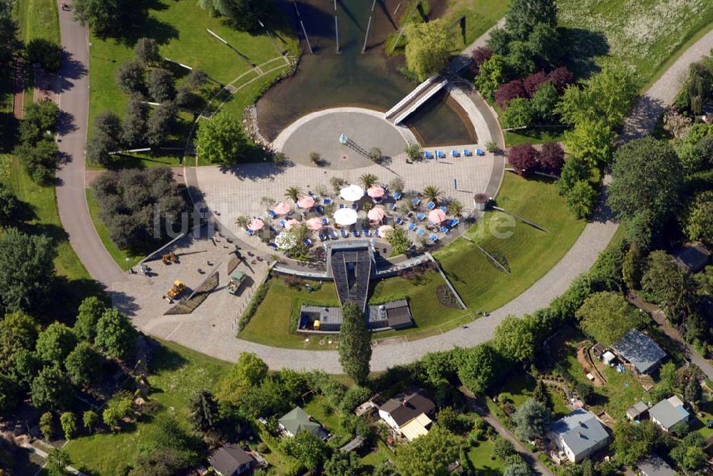 Luftbild Berlin-Neukölln - Pavillon im Britzer Garten