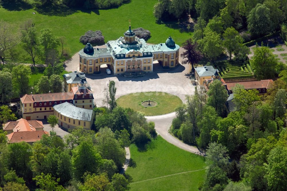 Weimar von oben - Pavillon von Schloss Belvedere in Weimar im Bundesland Thüringen, Deutschland