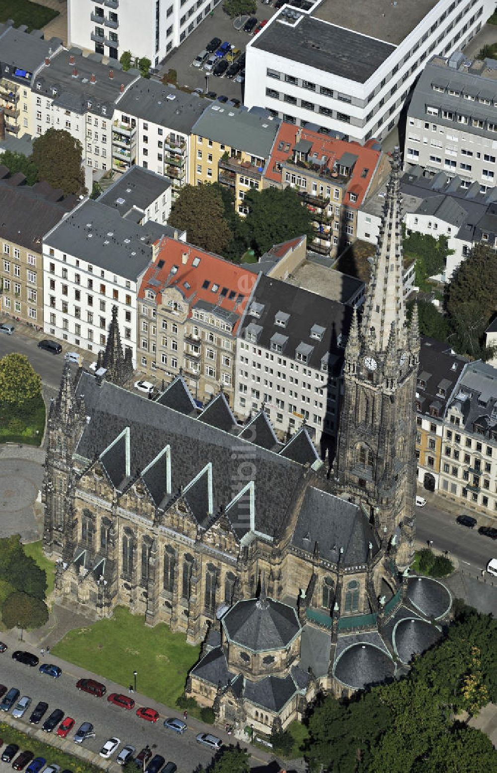 Leipzig von oben - Peterskirche Leipzig