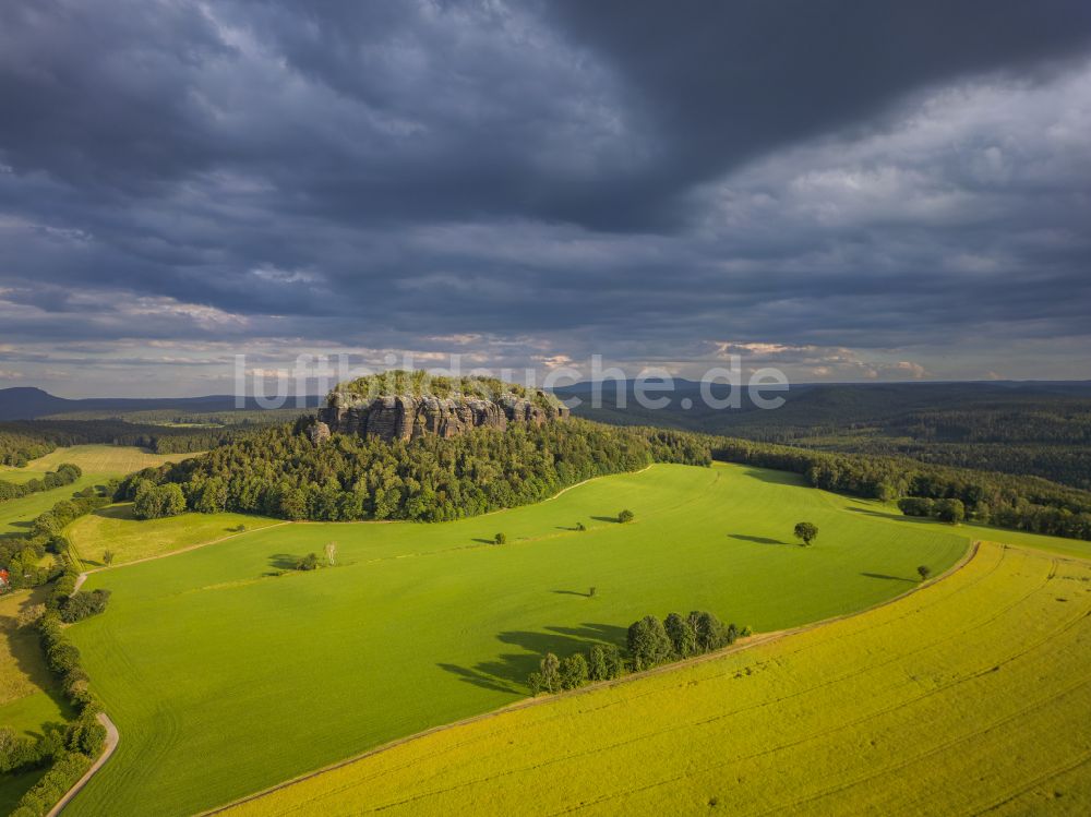 Königstein von oben - Pfaffenstein in Pfaffendorf im Bundesland Sachsen, Deutschland