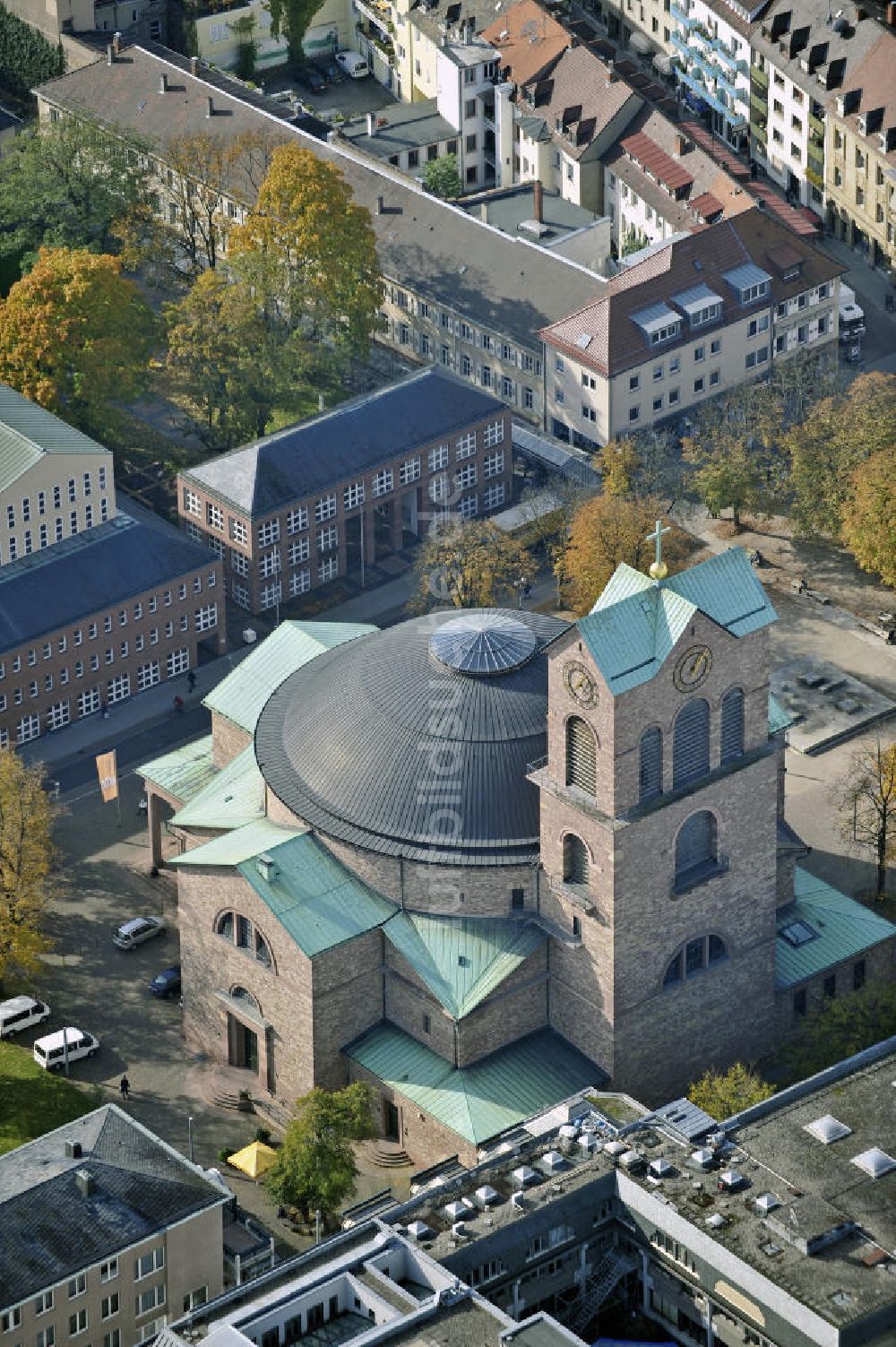 Luftaufnahme Karlsruhe - Pfarrkirche St. Stephan Karlsruhe