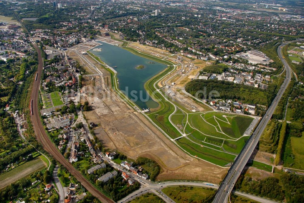 Luftaufnahme Dortmund - Phoenix-See im Stadtteil Hörde auf dem ehemaligen Gelände der Hermannshütte in Dortmund im Bundesland Nordrhein-Westfalen