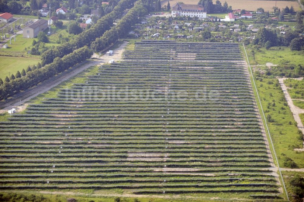 Mühlhausen aus der Vogelperspektive: Photovoltaikanlage / Solarkraftwerk in Mühlhausen im Bundesland Thüringen