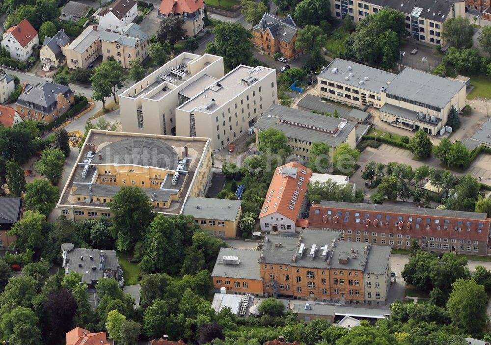 Jena aus der Vogelperspektive: Physikalisch-Astronomische Fakultät der Friedrich-Schiller-Universität in Jena im Bundesland Thüringen