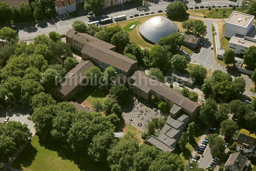 Luftbild Bochum - Planetarium, Gymnasium Hildegardis-Schule und Jüdische Synagoge in Bochum