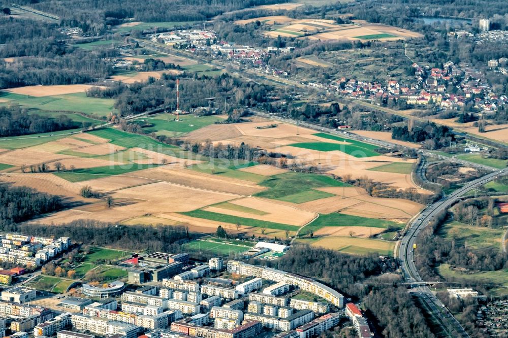 Freiburg im Breisgau aus der Vogelperspektive: Planung zum Bauglände am Dietenbach in Freiburg im Breisgau im Bundesland Baden-Württemberg, Deutschland