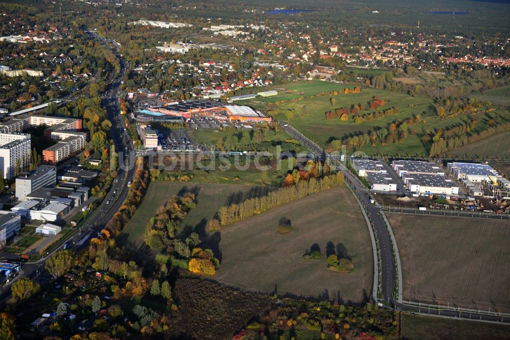 Berlin Treptow-Köpenick von oben - Planungs- und Entwicklungsgebiet mit erschlossenen Bauland entlang der Alexander-Meißner-Straße in Altglienicke im Bezirk Treptow-Köpenick von Berlin