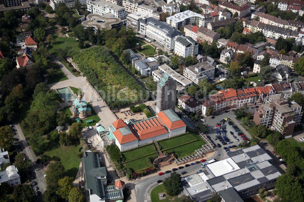Luftbild Darmstadt - Platanenhain und Städtisches Ausstellungsgebäude Mathildenhöhe in Darmstadt