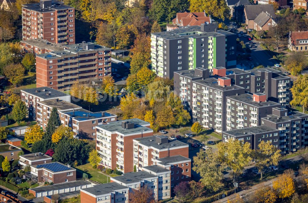 Luftbild Bockum-Hövel - Plattenbau- Hochhaus- Wohnsiedlung in Bockum-Hövel im Bundesland Nordrhein-Westfalen, Deutschland