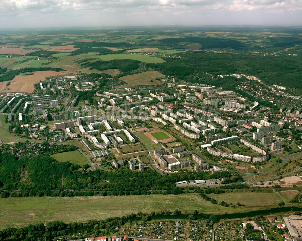 Luftbild Gera - Plattenbau- Hochhaus- Wohnsiedlung in Gera im Bundesland Thüringen, Deutschland