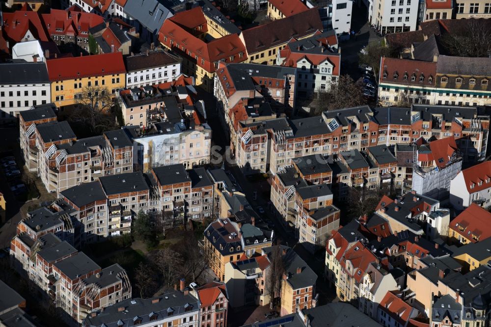 Luftbild Halle (Saale) - Plattenbau- Hochhaus- Wohnsiedlung Große Klausstraße Ecke Oleariusstraße in Halle (Saale) im Bundesland Sachsen-Anhalt