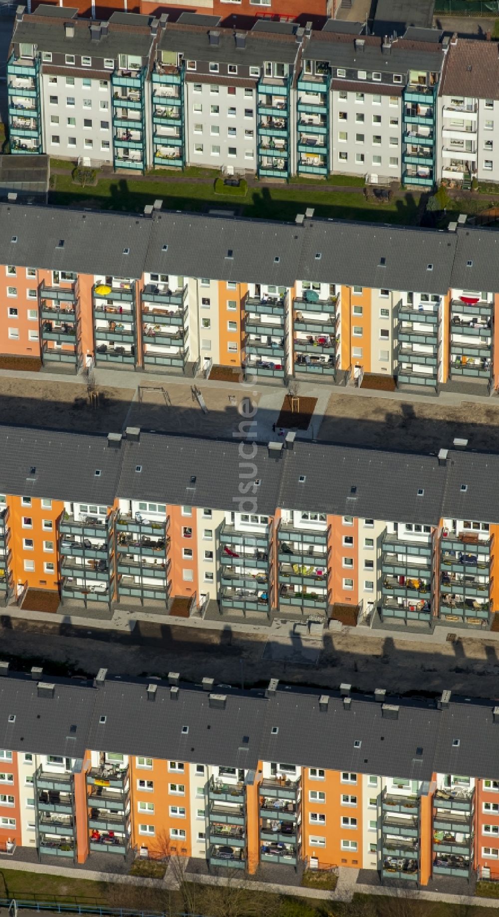 Luftbild Herne - Plattenbau- Hochhaus- Wohnsiedlung in Herne im Bundesland Nordrhein-Westfalen