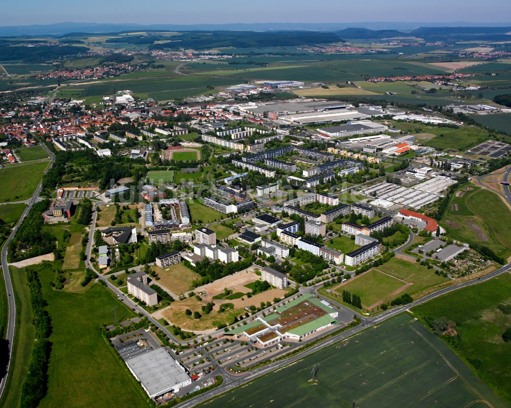 Luftbild Leinefelde - Plattenbau- Hochhaus- Wohnsiedlung in Leinefelde im Bundesland Thüringen, Deutschland