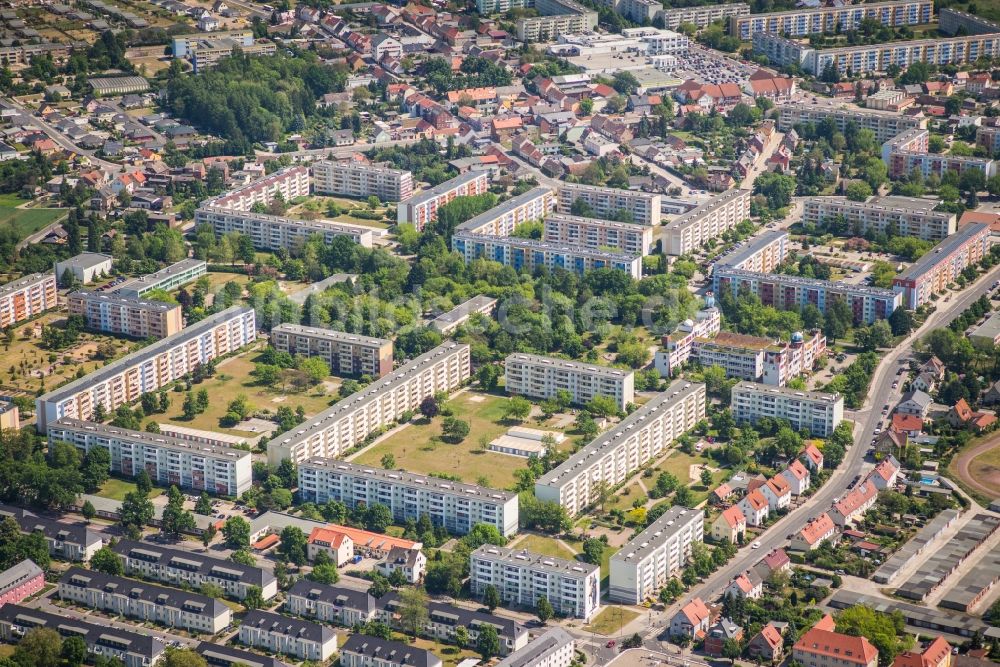 Luftbild Lutherstadt Wittenberg - Plattenbau- Hochhaus- Wohnsiedlung in Lutherstadt Wittenberg im Bundesland Sachsen-Anhalt, Deutschland