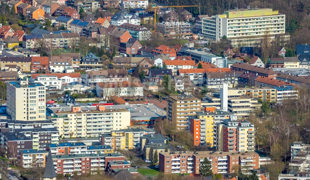 Luftaufnahme Hamm - Plattenbau- Hochhaus- Wohnsiedlung im Ortsteil Bockum-Hövel in Hamm im Bundesland Nordrhein-Westfalen, Deutschland