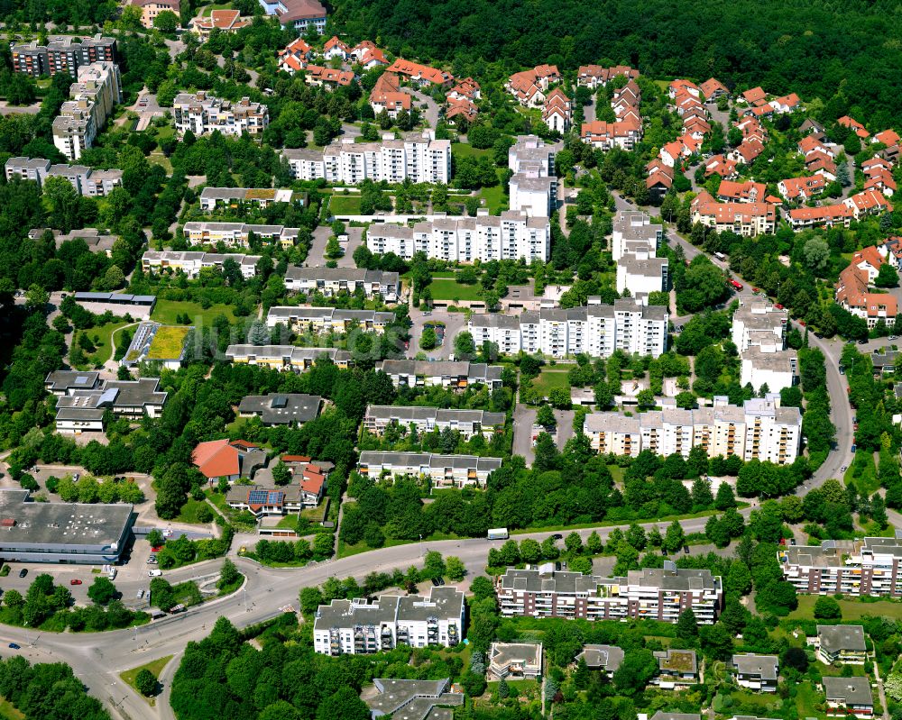 Tübingen von oben - Plattenbau- Hochhaus- Wohnsiedlung in Tübingen im Bundesland Baden-Württemberg, Deutschland