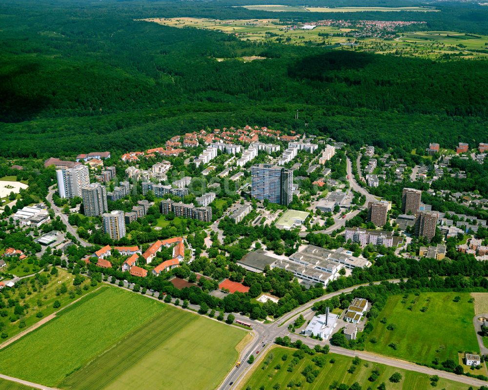 Luftbild Tübingen - Plattenbau- Hochhaus- Wohnsiedlung in Tübingen im Bundesland Baden-Württemberg, Deutschland