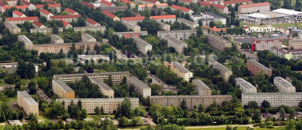 Luftbild Wolfen - Plattenbau- Hochhaus- Wohnsiedlung in Wolfen im Bundesland Sachsen-Anhalt, Deutschland