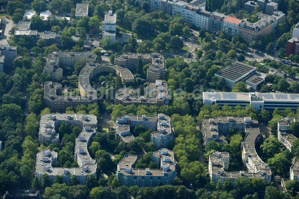 Berlin von oben - Plattenbau- Wohnsiedlung entlang der Seydlitzstraße - Otto-Dix-Straße - Claire-Waldoff-Promenade im Ortsteil Mitte in Berlin, Deutschland