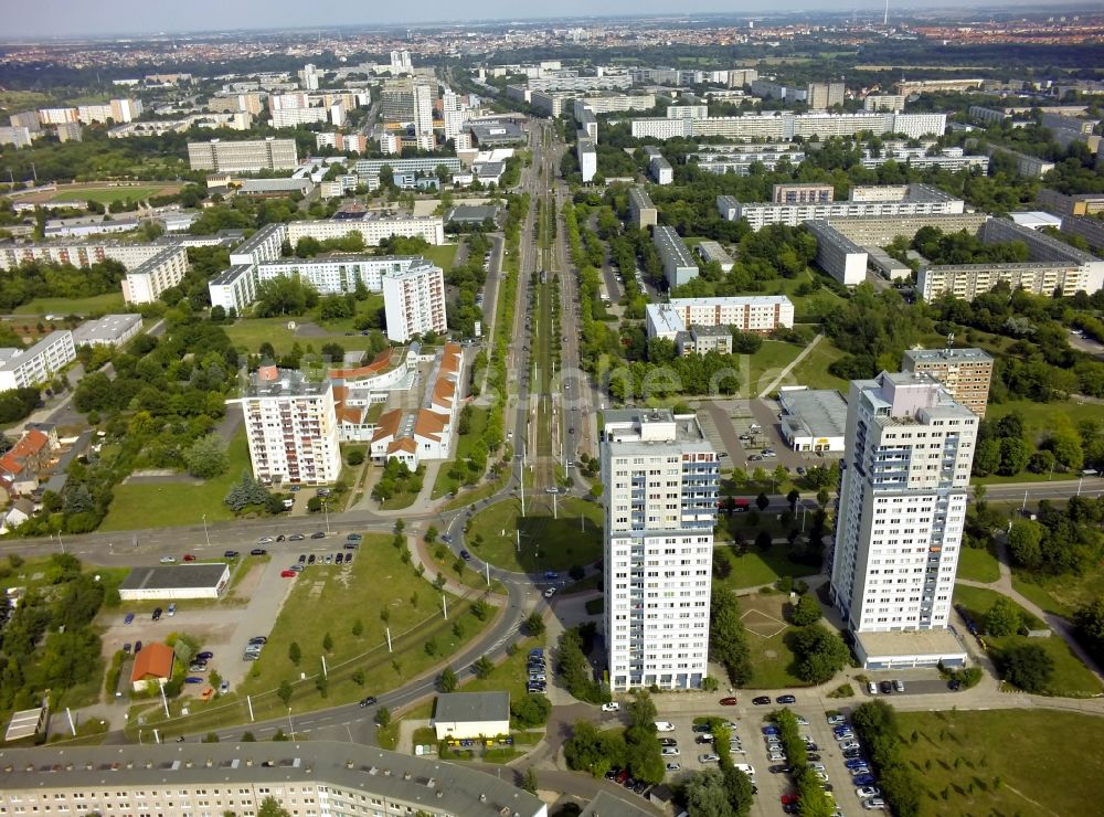 Luftbild Halle ( Saale ) - Plattenbauten in Halle ( Saale ) Stadtteil Neustadt im Bundesland Sachsen-Anhalt