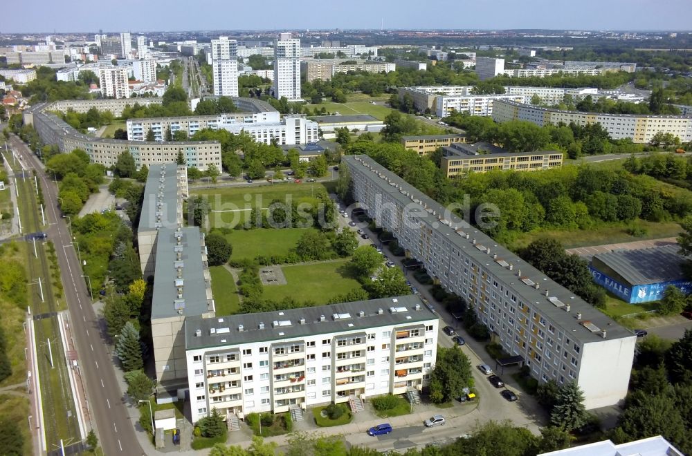 Halle (Saale) OT Neustadt von oben - Plattenbauten im Ortsteil Neustadt in Halle ( Saale ) im Bundesland Sachsen-Anhalt