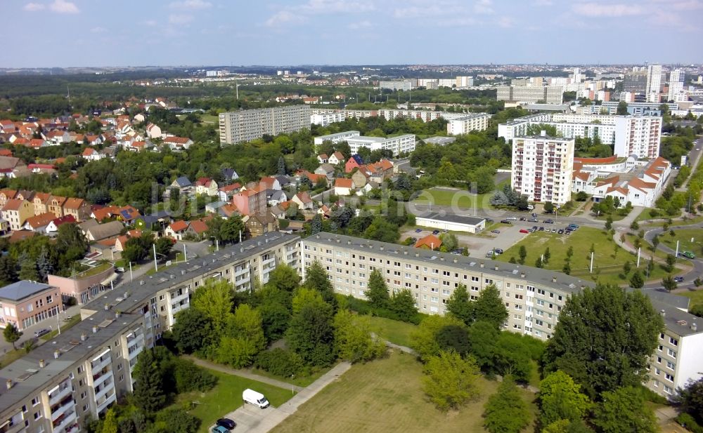 Halle (Saale) OT Neustadt aus der Vogelperspektive: Plattenbauten im Ortsteil Neustadt in Halle ( Saale ) im Bundesland Sachsen-Anhalt