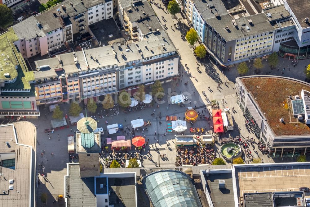 Luftaufnahme Hagen - Platz- Ensemble Friedrich-Ebert-Platz in Hagen im Bundesland Nordrhein-Westfalen, Deutschland