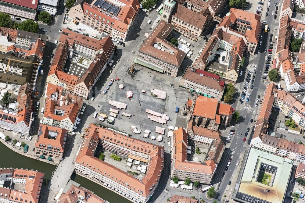 Luftbild Nürnberg - Platz- Ensemble Hauptmarkt Nürnberg in Nürnberg im Bundesland Bayern, Deutschland