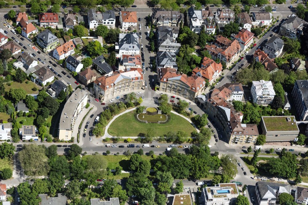 Luftbild Karlsruhe - Platz- Ensemble Haydnplatz in Karlsruhe im Bundesland Baden-Württemberg, Deutschland