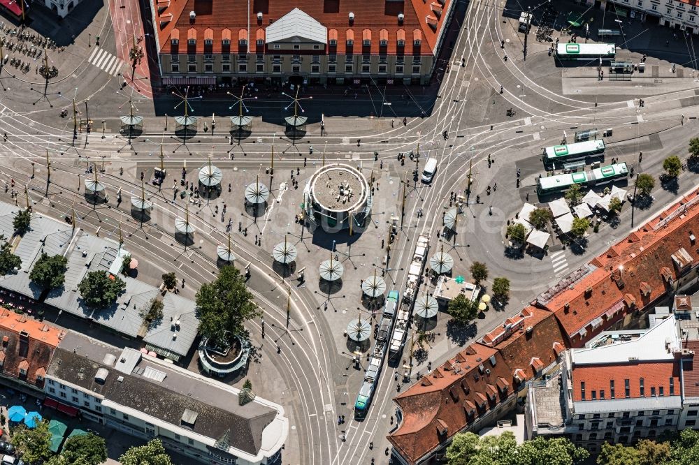 Luftbild Graz - Platz- Ensemble Jakominiplatz(Mitte) in Graz in Steiermark, Österreich