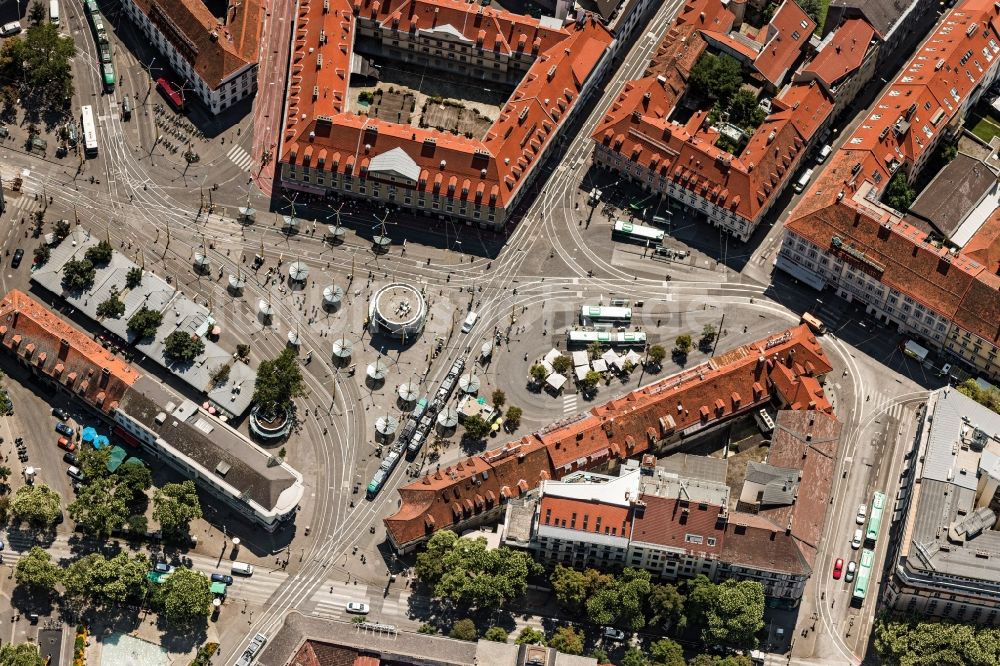 Luftbild Graz - Platz- Ensemble Jakominiplatz(Mitte) in Graz in Steiermark, Österreich