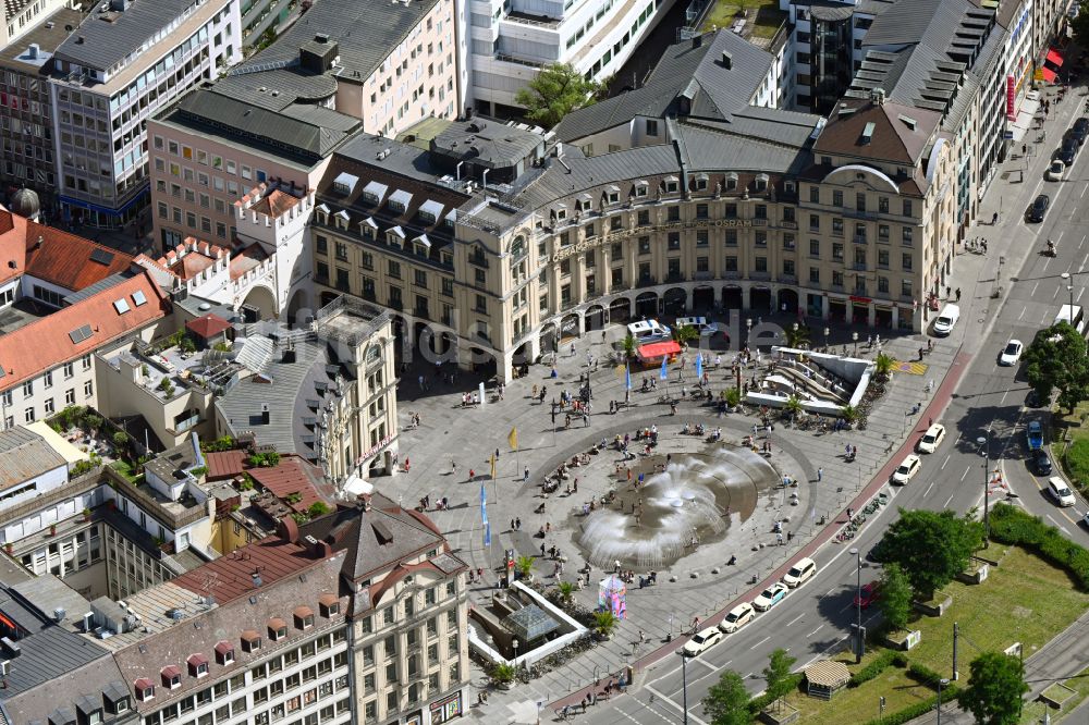 Luftaufnahme München - Platz- Ensemble Karlsplatz - Stachus in München im Bundesland Bayern, Deutschland