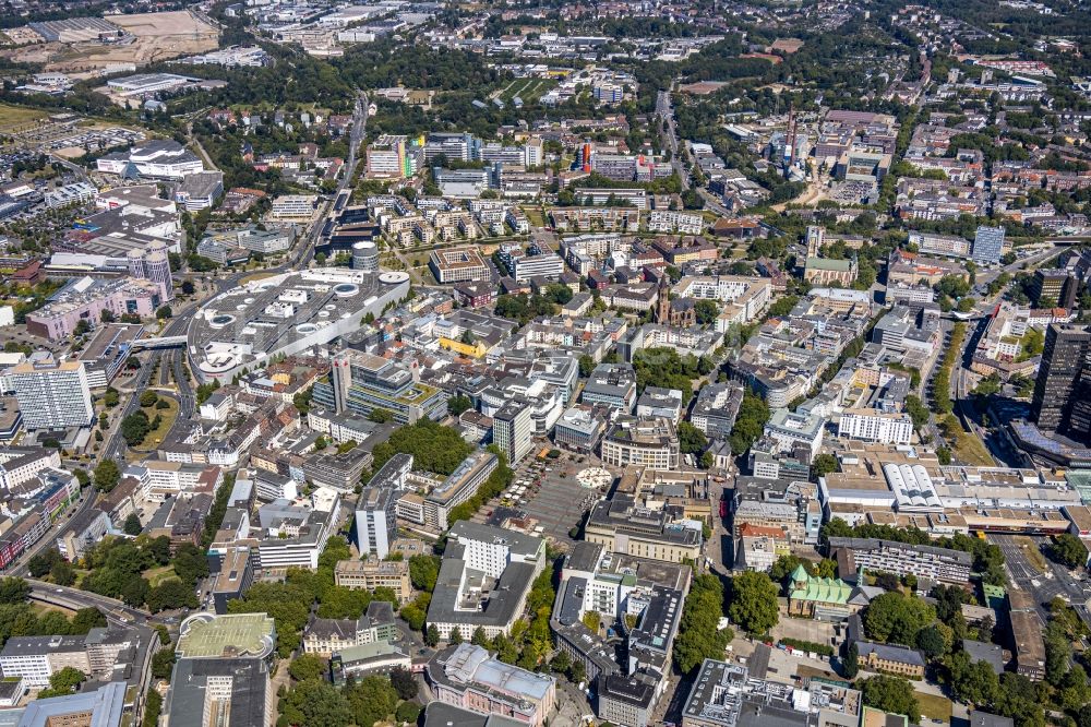 Luftbild Essen - Platz- Ensemble Kennedyplatz in Essen im Bundesland Nordrhein-Westfalen, Deutschland