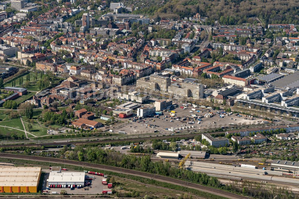 Luftbild Karlsruhe - Platz- Ensemble Messplatz in Karlsruhe im Bundesland Baden-Württemberg, Deutschland