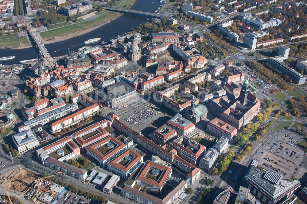 Dresden von oben - Platz- Ensemble Neumarkt im Ortsteil Altstadt in Dresden im Bundesland Sachsen, Deutschland